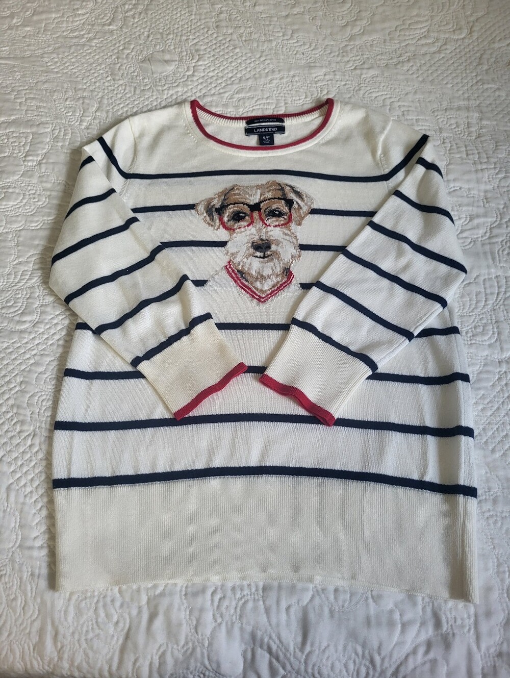Land's End Americana Schauzer Dog Sweater Sz. Mp